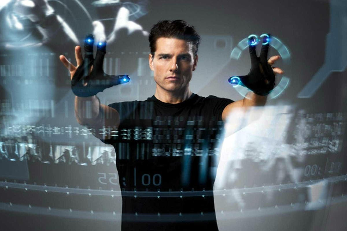 Tom Cruise in Minority Report wearing gloves for controlling his computer